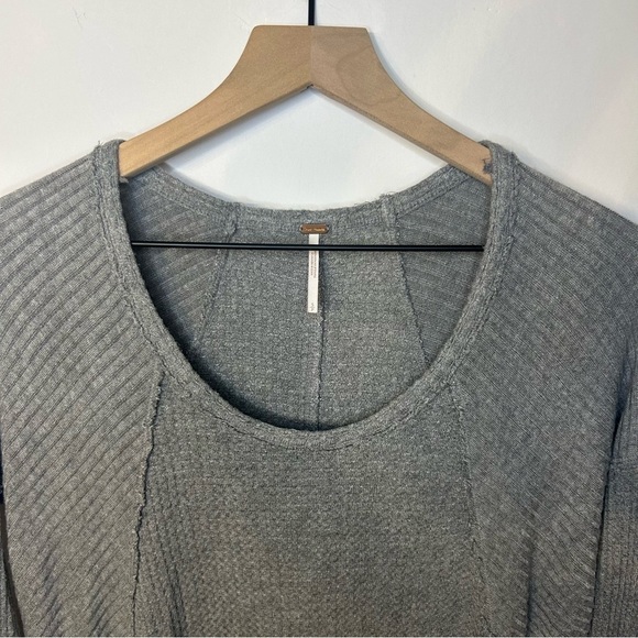 Free People Ventura Thermal Scoop Neck Long Sleeve Top in Gray, Size Small - Picture 5 of 9